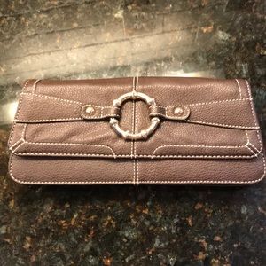 Brown Leather Clutch- Ann Taylor Loft